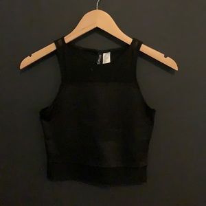 Divided (H&M) Black cropped top with mesh lining